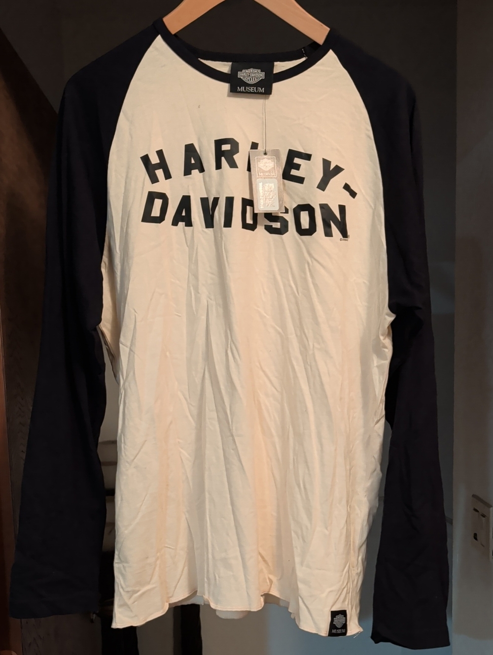 Harley-Davidson Men’s Long Sleeve Raglan Tee in White & Black
